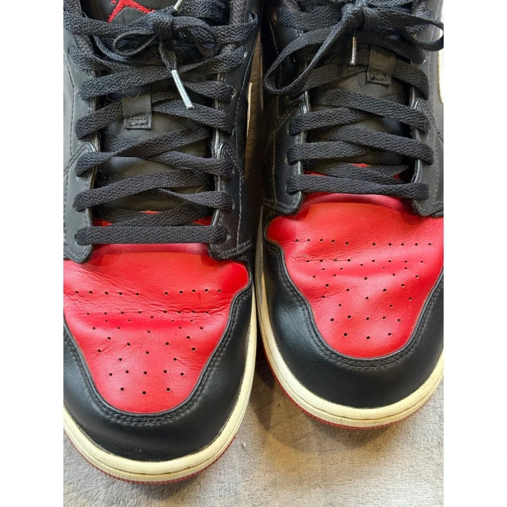 Nike Air Jordan 1 low Men's 13 Alternate Bred Toe‎ White Black Red - 553558-066